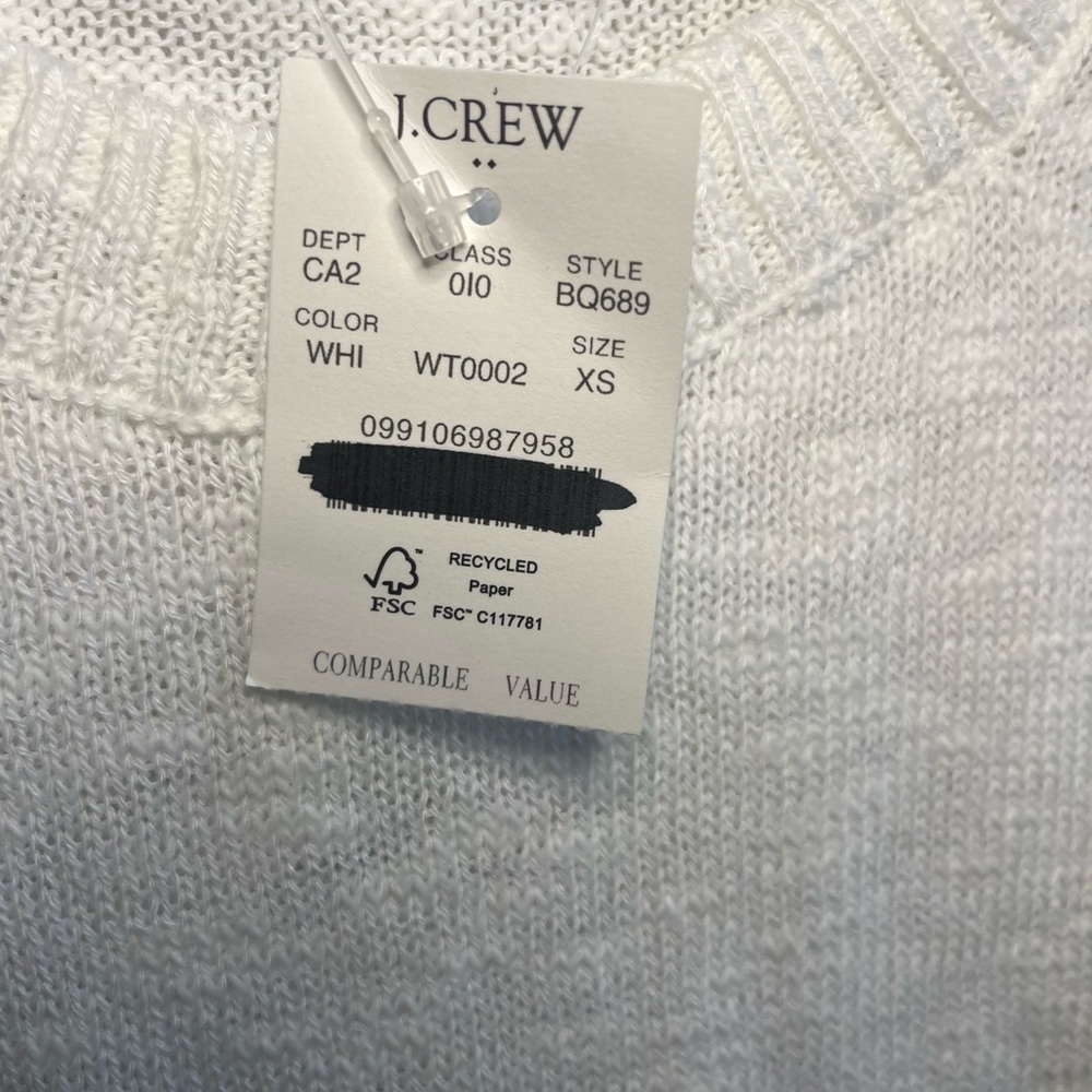NWT J. Crew Crewneck Beach Sweater White Women’s XS - Picture 6 of 9